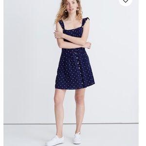 Madewell Ruffle-Strap Button Dress in Polka Dot